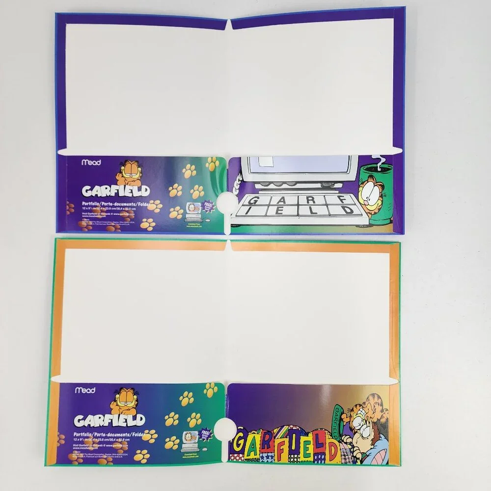 New Lot of 6 Vtg 1999 NOS Garfield Cat & Odie Dog School Binder Pocket Folders